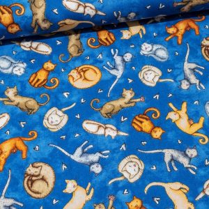 Tecido O Gato Gosta de Ti em Azul