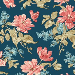 Tecido Navy Front Porch Bouquet, Edyta Sitar Lighthouse