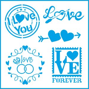 Stencil Love Love [20cm x 20cm]