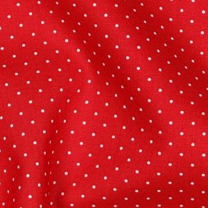 Tecido de Pintas Brancas em Vermelho