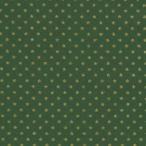 Tecido de Natal Estrelinhas Douradas em Verde