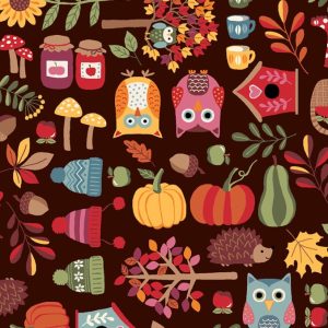 Tecido Makower Autumn Days – Icons Brown