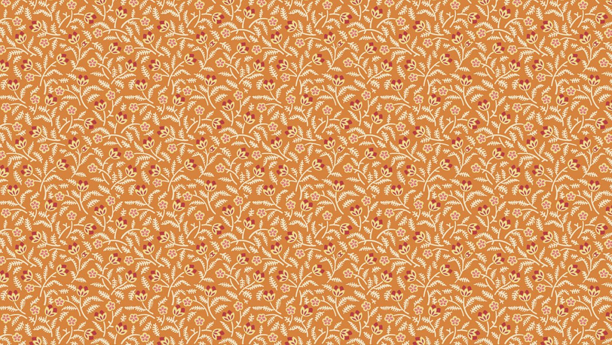 Tecido Liliflora :: Floral em Laranja