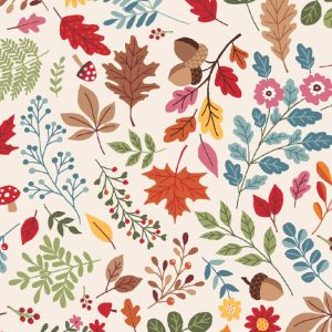 Tecido Makower Autumn Days – Folliage Cream