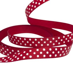 Fita Gorgurão 10mm com Pintas em Bordeaux