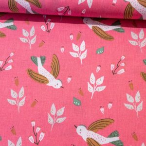 Tecido Pássaros do Sul em Rosa