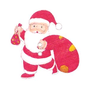 Botão Madeira Pintada – Pai Natal com Saco