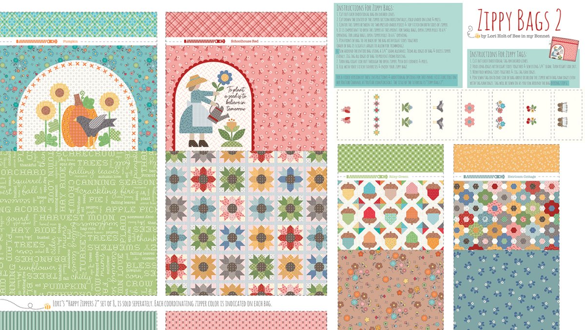 Tecido Calico Zippy Bags – Painel – Riley Blake Designs
