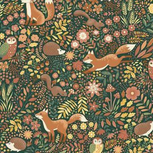 Tecido Makower Hello Autumn – Wild Wood Green