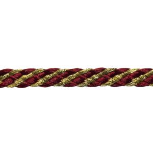 Fita Entrelaçada Rayon Poliéster Vermelho e Dourado
