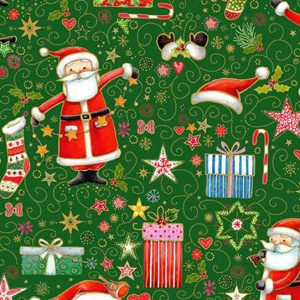 Tecido de Natal Jolly St Nick, Merry Magic Green