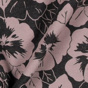 Tecido Jersey Mélange Antracite Flores