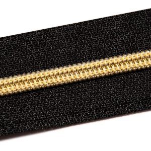 Fecho Zíper Nº5 Imitação de Metal em Preto/ Dourado